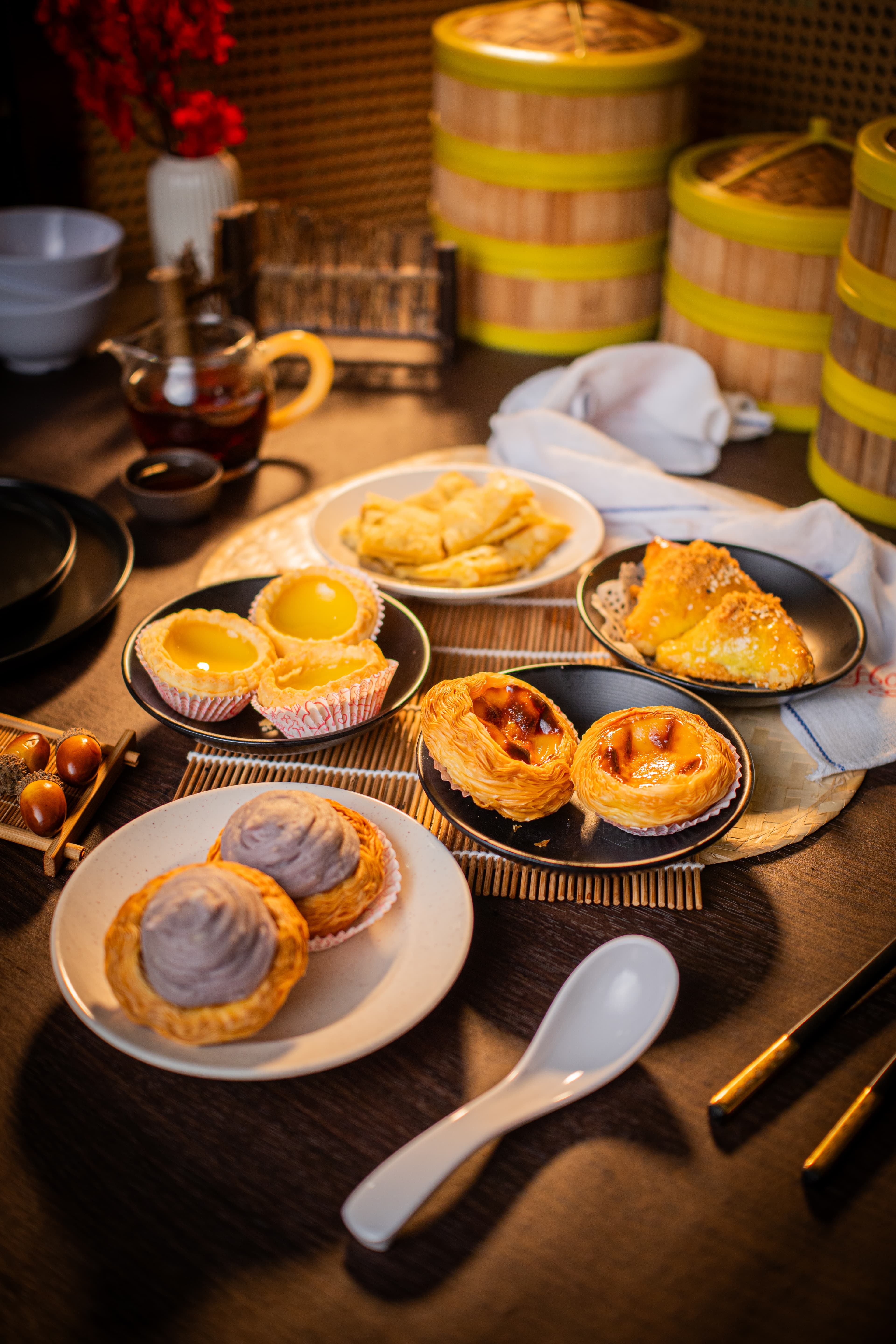Foo Hou Dim Sum pastry and sweets spread egg tarts baked delights
