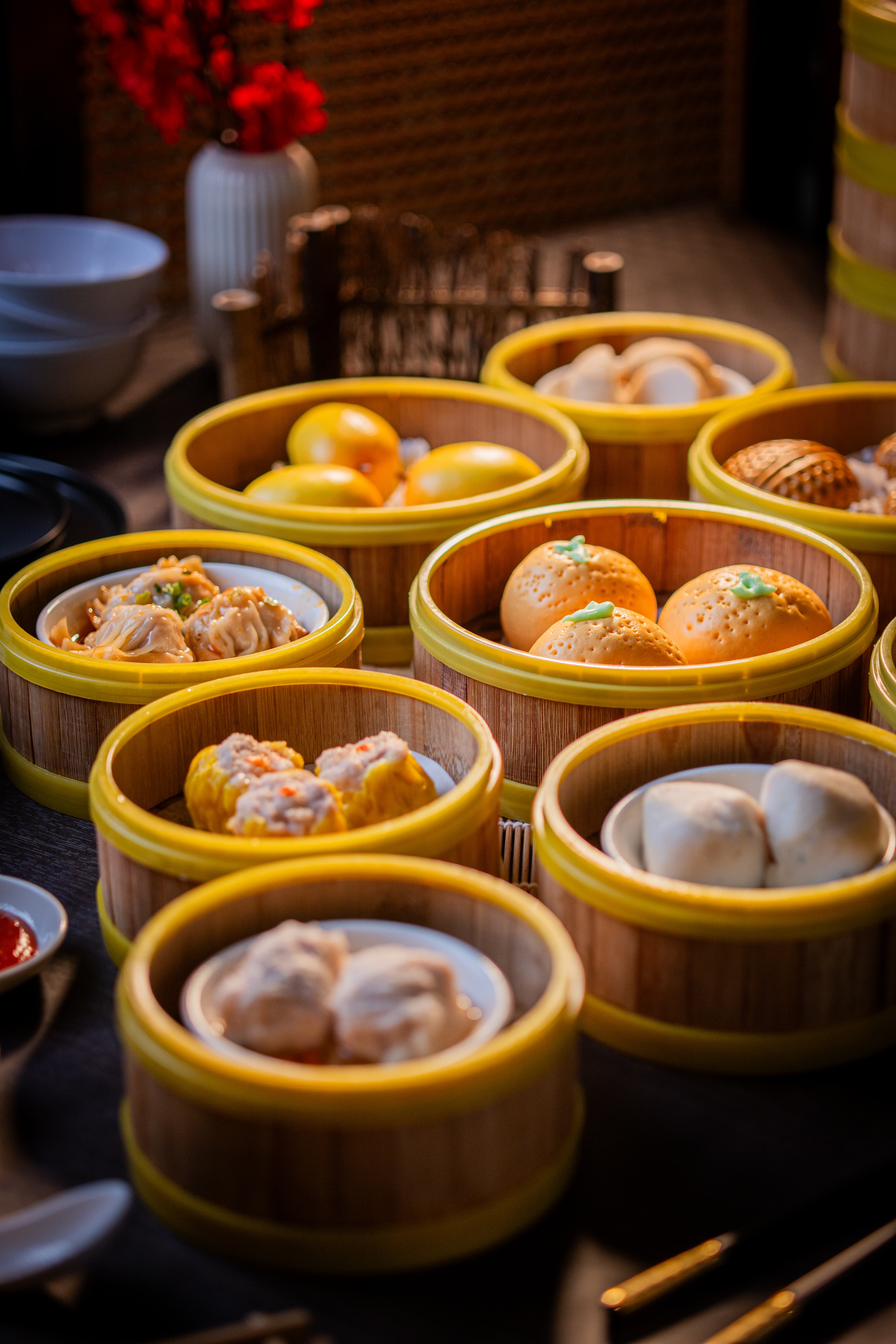 Foo Hou Dim Sum variety of dim sum in bamboo steamers