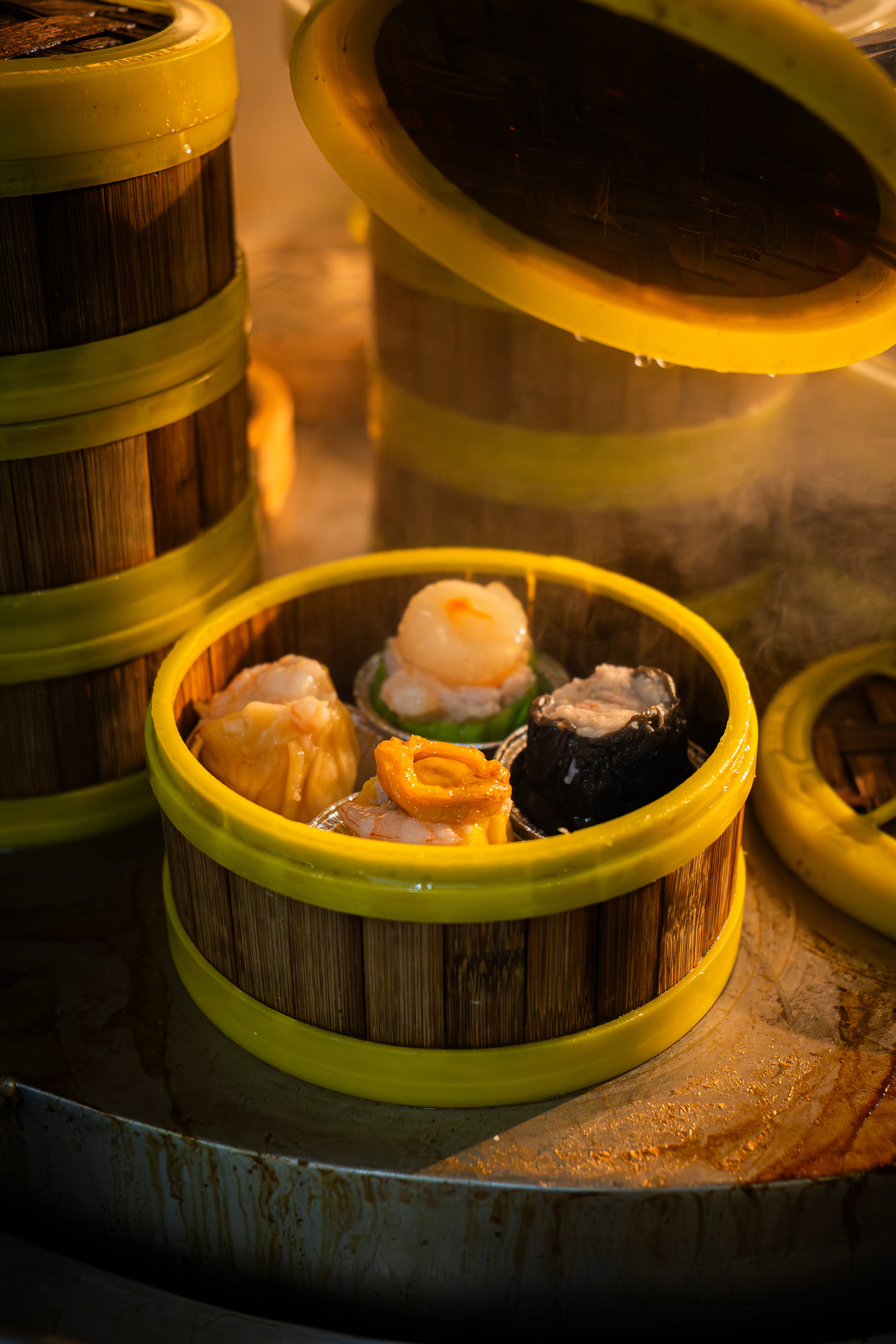 Foo Hou Dim Sum mixed dim sum selection in bamboo steamer